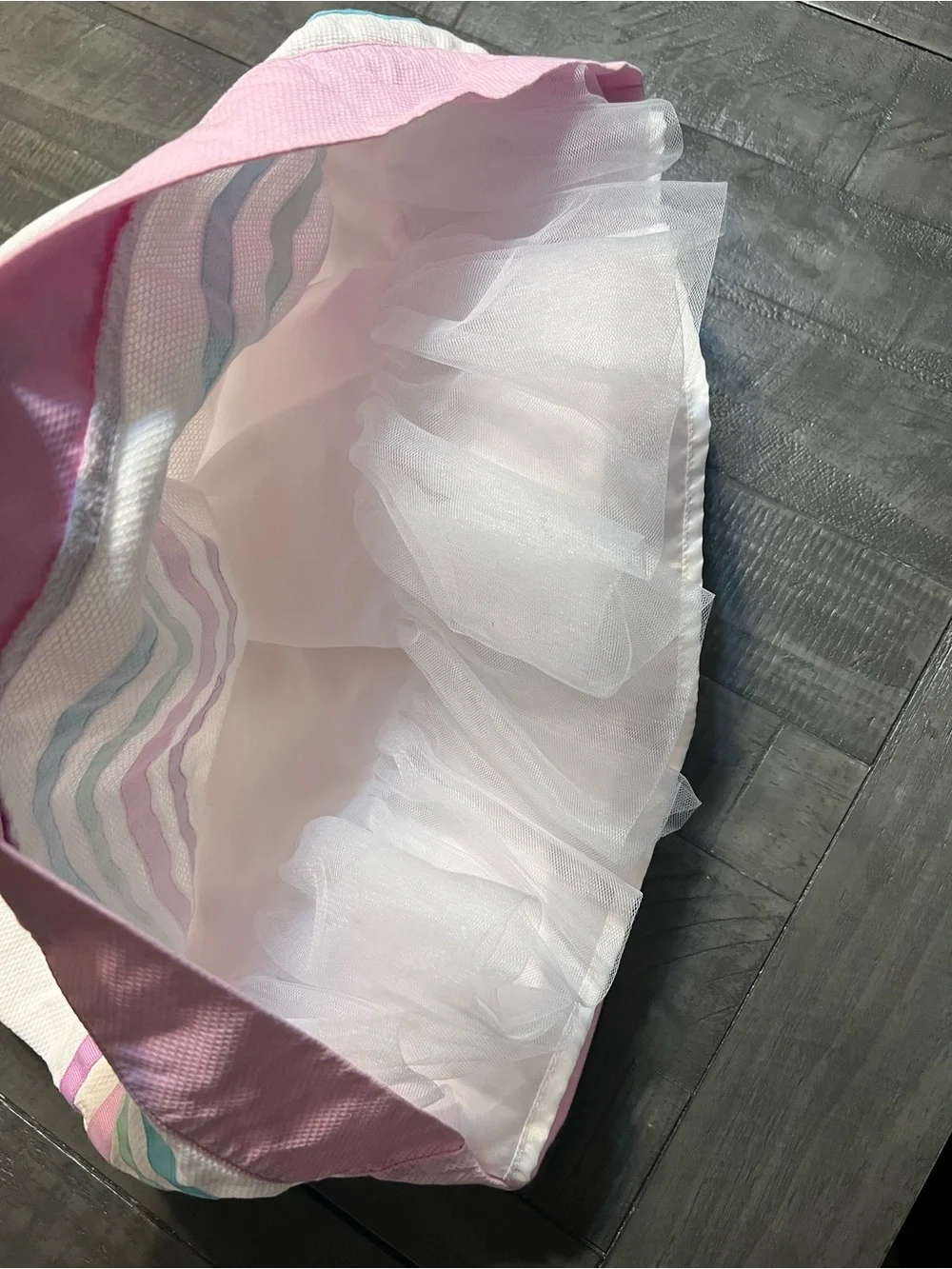 Gymboree White Dress with Pink Collar and Pastel Stripe Trim